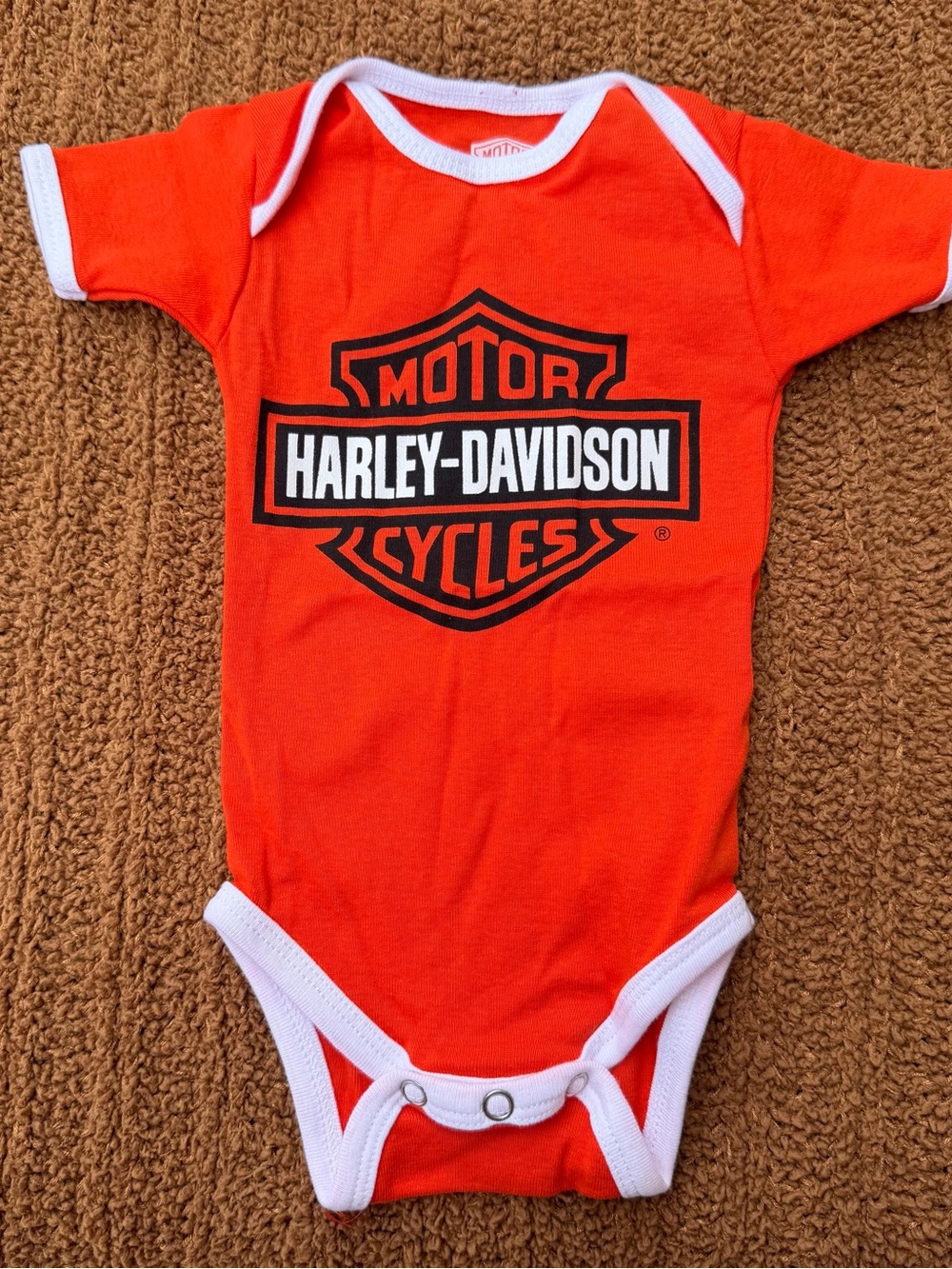 Harley-Davidson Orange and White Infant One-Piece Bodysuit